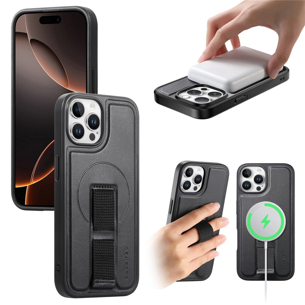 CASENEO For iPhone 12 6.1 inch / iPhone 12 Pro 6.1 inch Magnetic Case  Wristband PU Leather + PC Shockproof Phone Cover