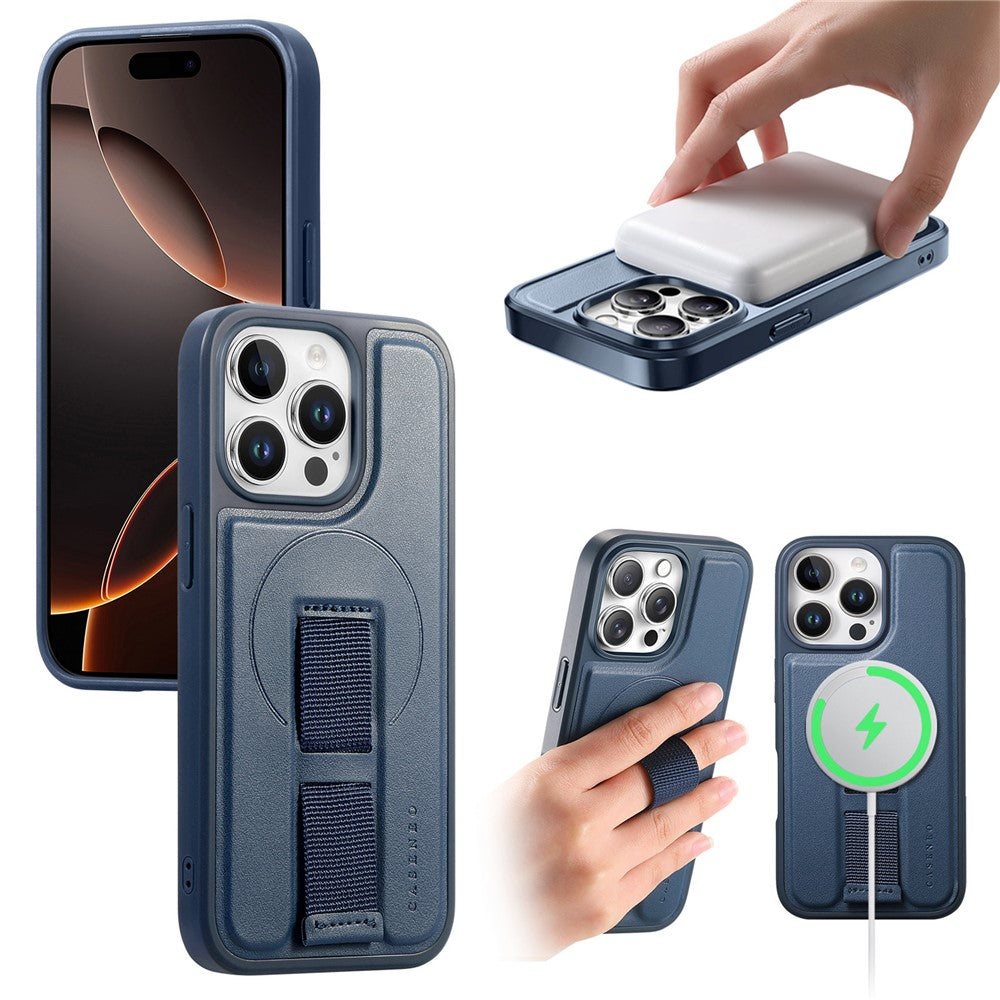 CASENEO For iPhone 14 Pro Magnetic Case  Wristband PU Leather + PC Shockproof Phone Cover