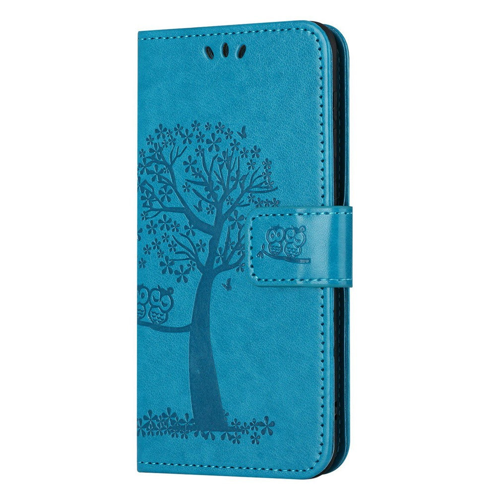 Magnetic Clasp Phone Cover For Xiaomi Redmi A1 4G / A2 4G , Anti-scratch PU Leather Imprinted Owl Tree Pattern Phone Case Wallet Stand