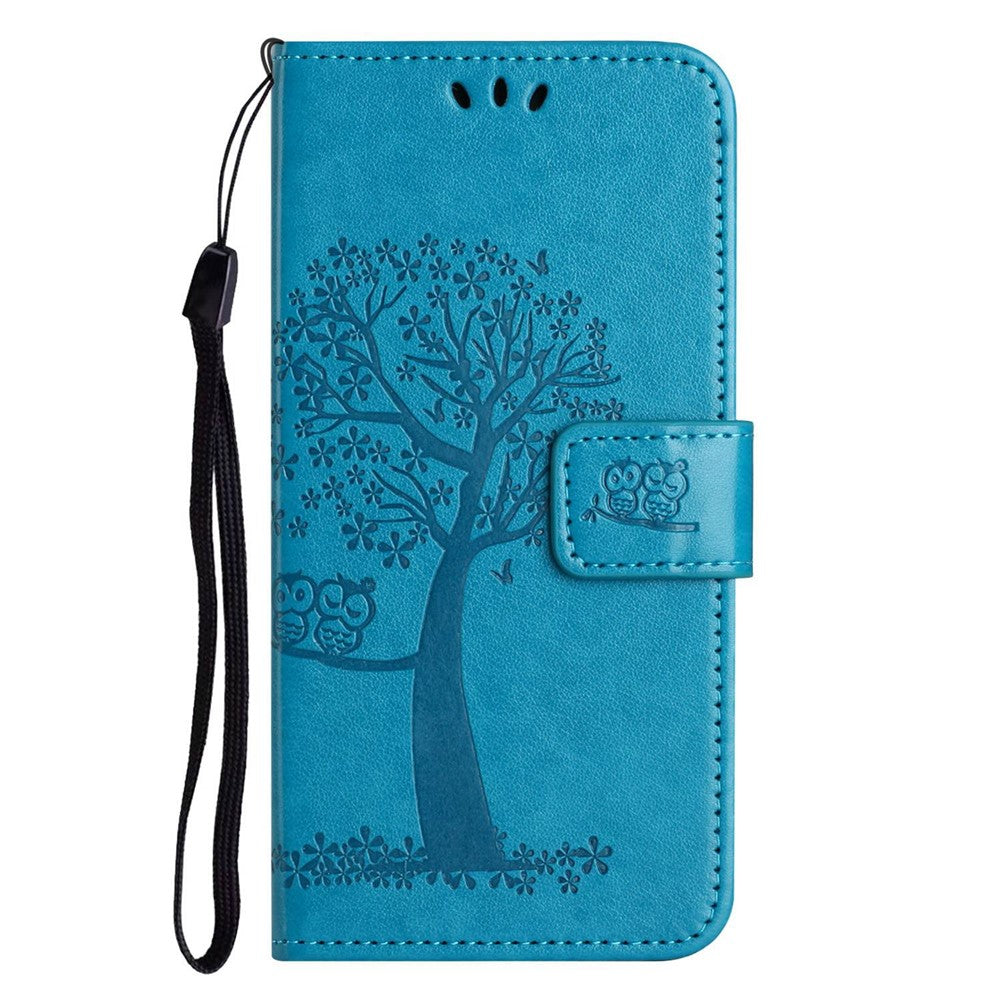 Magnetic Clasp Phone Cover For Xiaomi Redmi A1 4G / A2 4G , Anti-scratch PU Leather Imprinted Owl Tree Pattern Phone Case Wallet Stand