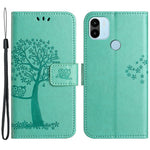 Magnetic Clasp Phone Cover For Xiaomi Redmi A1 4G / A2 4G , Anti-scratch PU Leather Imprinted Owl Tree Pattern Phone Case Wallet Stand