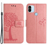 Magnetic Clasp Phone Cover For Xiaomi Redmi A1 4G / A2 4G , Anti-scratch PU Leather Imprinted Owl Tree Pattern Phone Case Wallet Stand