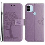 Magnetic Clasp Phone Cover For Xiaomi Redmi A1 4G / A2 4G , Anti-scratch PU Leather Imprinted Owl Tree Pattern Phone Case Wallet Stand