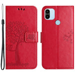 Magnetic Clasp Phone Cover For Xiaomi Redmi A1 4G / A2 4G , Anti-scratch PU Leather Imprinted Owl Tree Pattern Phone Case Wallet Stand