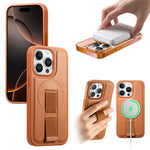 CASENEO For iPhone 15 Pro Max Magnetic Case  Wristband PU Leather + PC Shockproof Phone Cover