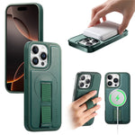 CASENEO For iPhone 15 Pro Max Magnetic Case  Wristband PU Leather + PC Shockproof Phone Cover