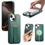 CASENEO For iPhone 15 Magnetic Case  Wristband PU Leather + PC Shockproof Phone Cover
