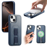 CASENEO For iPhone 15 Magnetic Case  Wristband PU Leather + PC Shockproof Phone Cover
