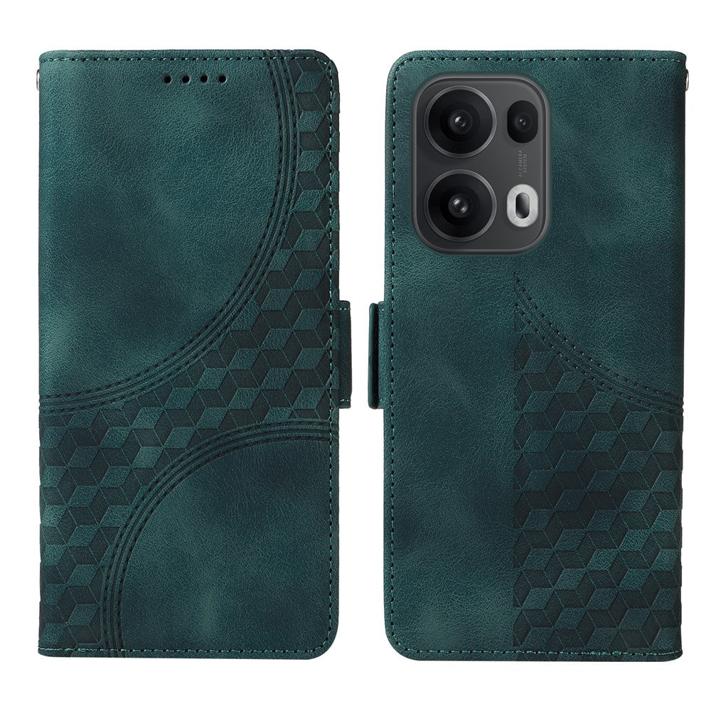 Oppo Reno13 Pro 5G / Oppo Reno14 Pro 5G (Kina) / Oppo Reno14 Pro 5G (Global) Läderfodral Plånbok Rombpräglat mobilfodral Stativ med Rem
