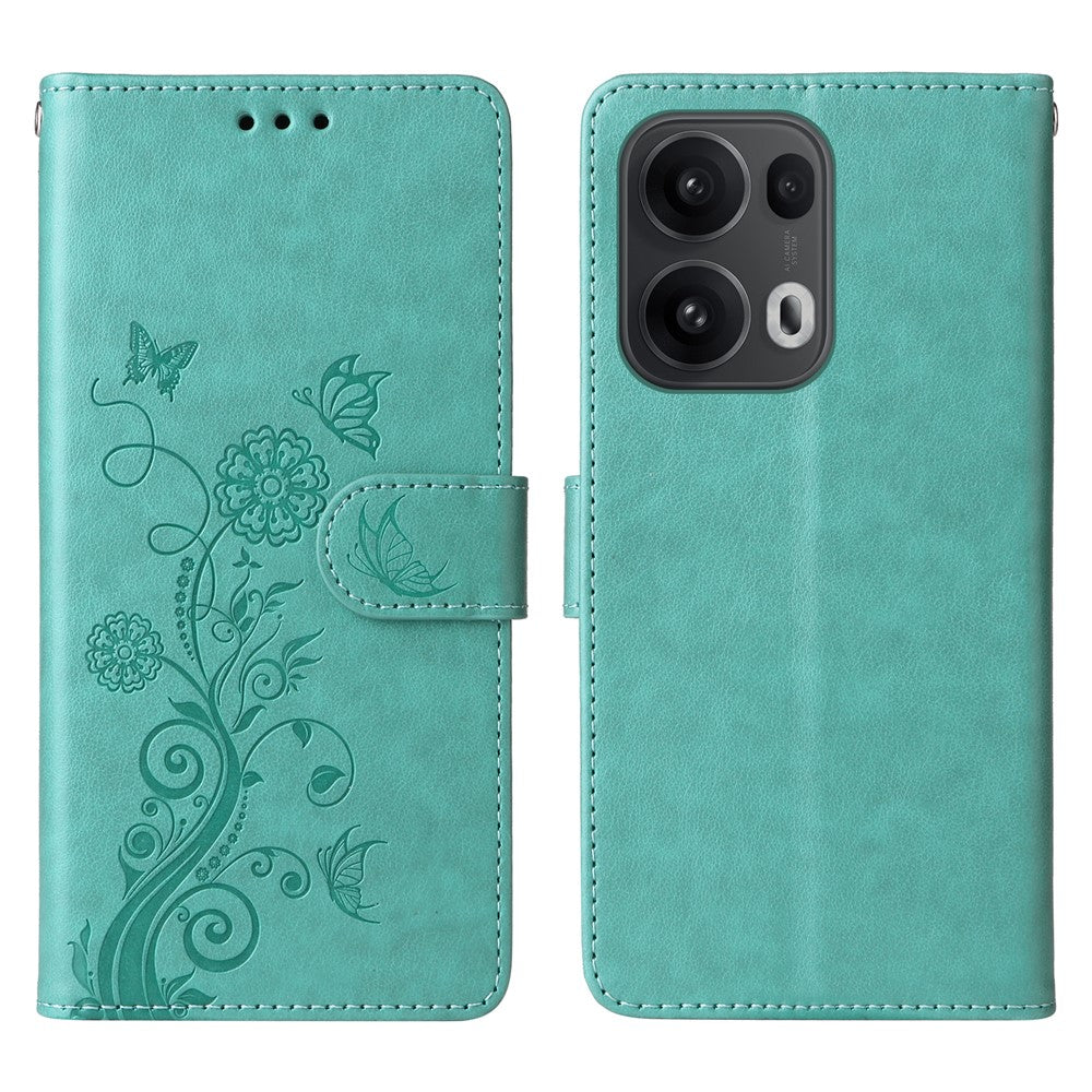 For Oppo Reno13 Pro 5G / Oppo Reno14 Pro 5G (China) / Oppo Reno14 Pro 5G (Global) Leather Case Butterfly Floral Imprint Wallet Stand Cover