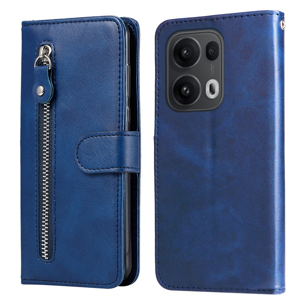 Oppo Reno14 Pro 5G (Kina) / Oppo Reno13 Pro 5G / Oppo Reno14 Pro 5G (Global) PU-läderfodral med dragkedja och plånboksfodral, stativ