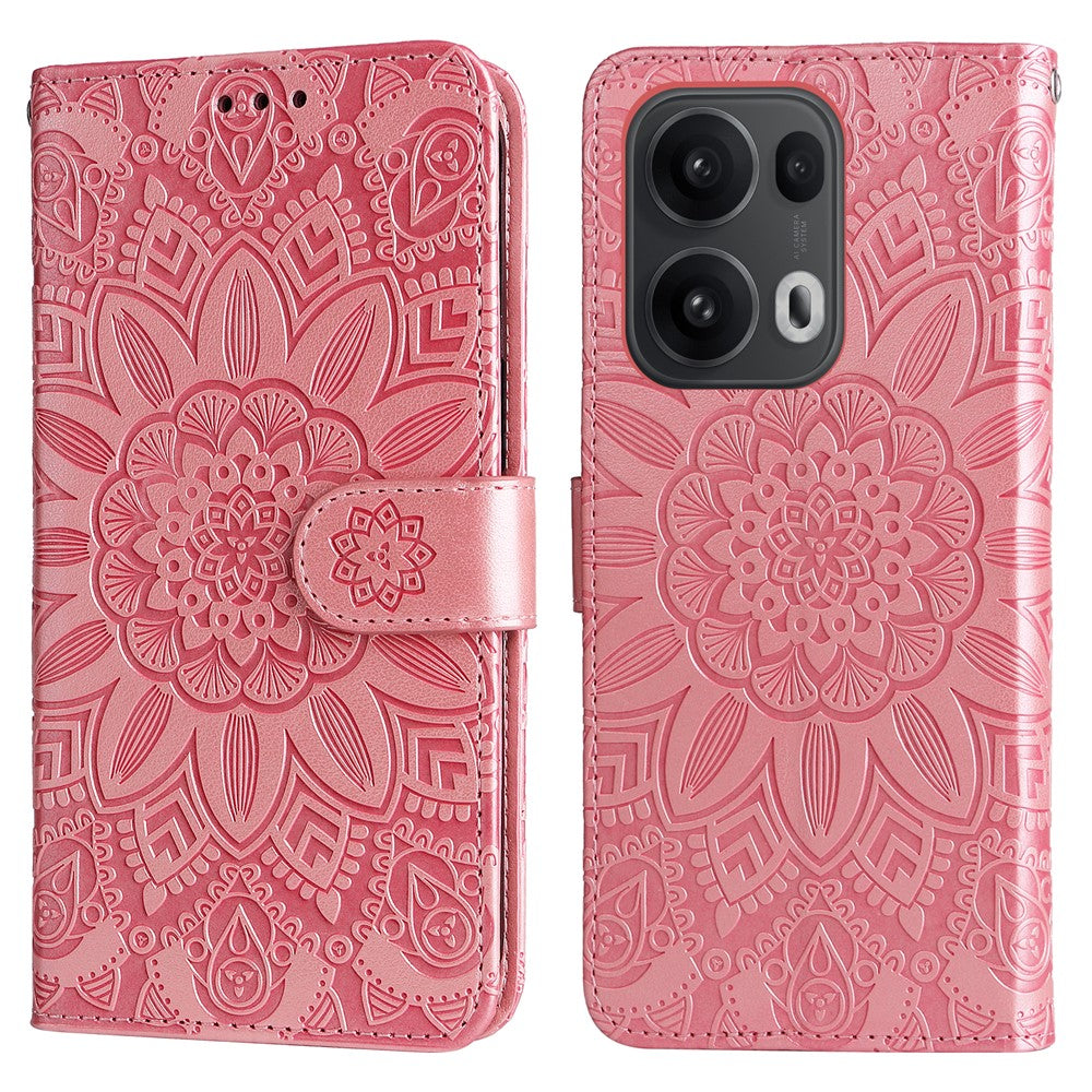 Oppo Reno14 Pro 5G (Kina) / Oppo Reno13 Pro 5G / Oppo Reno14 Pro 5G (Global) fodral med plånbok i läder med solrosmotiv