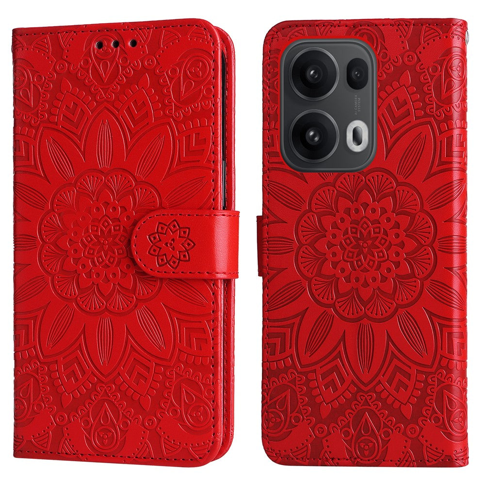 Oppo Reno14 Pro 5G (Kina) / Oppo Reno13 Pro 5G / Oppo Reno14 Pro 5G (Global) fodral med plånbok i läder med solrosmotiv