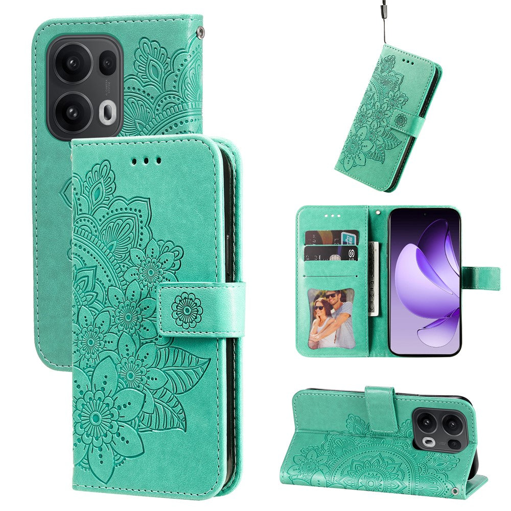 Oppo Reno14 Pro 5G (Kina) / Oppo Reno13 Pro 5G / Oppo Reno14 Pro 5G (Global) fodral blommönster PU-läder plånboksfodral