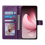 For Oppo Reno14 5G (Global) Case Magnetic Snap Litchi Texture Leather Wallet Phone Cover with Wrist Strap