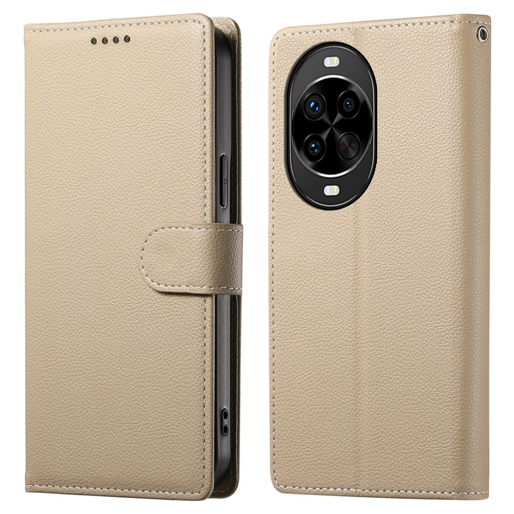 Huawei Nova 14 Pro 5G-skal Magnetiskt tryck Litchitexturerat läderplånboksfodral med handledsrem