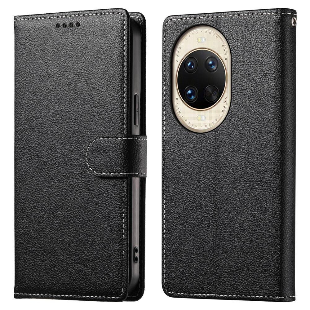 For Huawei nova 14 Ultra 5G Case Magnetic Snap Litchi Texture Leather Wallet Phone Cover with Wrist Strap