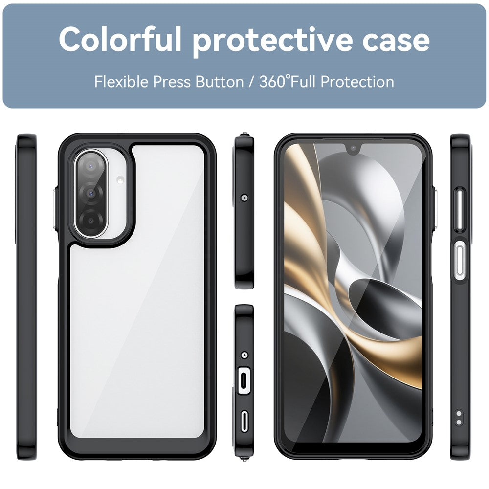 WANLONFENG-mobilcover til Samsung Galaxy A17 5G / A17 4G, XC-serien, TPU-akrylcover med hærdet glas (stort linsehul)
