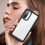WANLONFENG-mobilcover til Samsung Galaxy A17 5G / A17 4G, XC-serien, TPU-akrylcover med hærdet glas (stort linsehul)