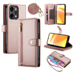 For Oppo Reno14 Pro 5G (Global) Case Zipper Pocket Wallet Leather Phone Cover with Straps