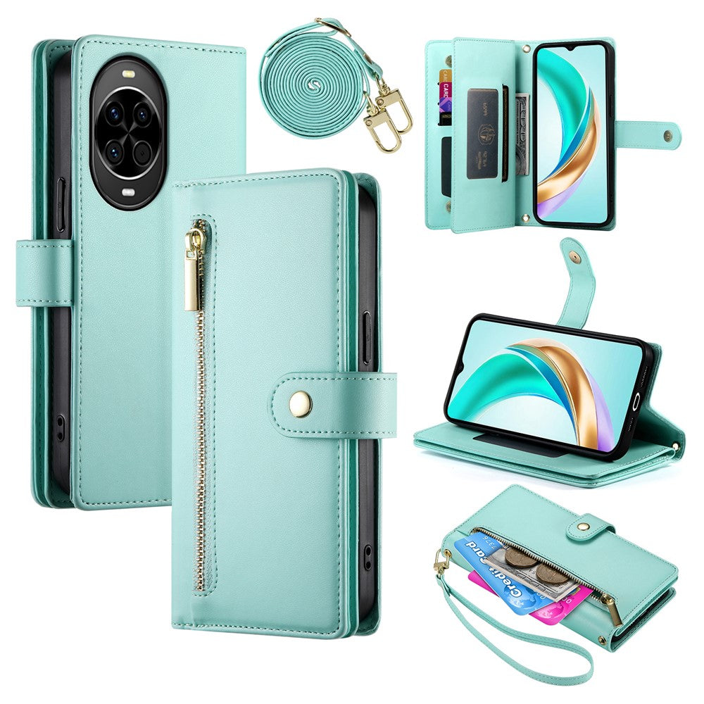For Huawei nova 14 5G Case Zipper Pocket Wallet Leather Phone Cover with Straps