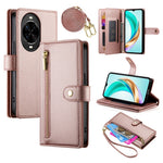 For Huawei nova 14 Pro 5G Case Zipper Pocket Wallet Leather Phone Cover with Straps