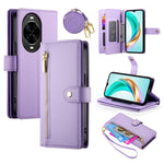For Huawei nova 14 Pro 5G Case Zipper Pocket Wallet Leather Phone Cover with Straps