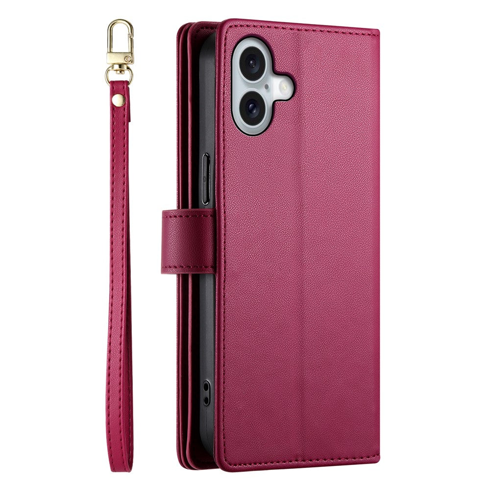 Til iPhone 17 Etui Lynlåslomme Pung Lædertelefoncover med Stropper
