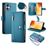 Til iPhone 17 Etui Lynlåslomme Pung Lædertelefoncover med Stropper