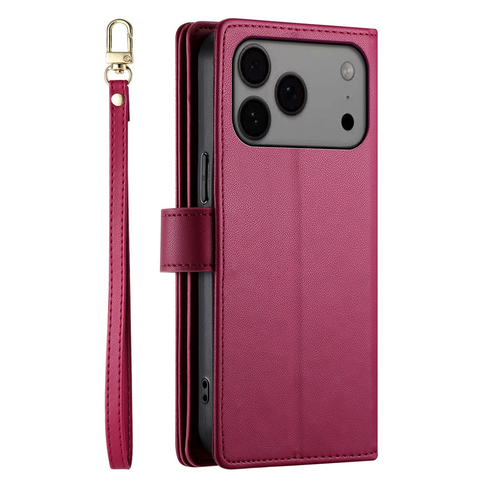 Til iPhone 18 Pro Max / 17 Pro Max Cover Lynlåslomme Pung Læder Telefoncover med Remme