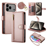 Til iPhone 18 Pro Max / 17 Pro Max Cover Lynlåslomme Pung Læder Telefoncover med Remme