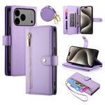 Til iPhone 18 Pro Max / 17 Pro Max Cover Lynlåslomme Pung Læder Telefoncover med Remme