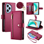 For Honor 400 Pro 5G (Global) Case Zipper Pocket Wallet Leather Phone Cover with Straps