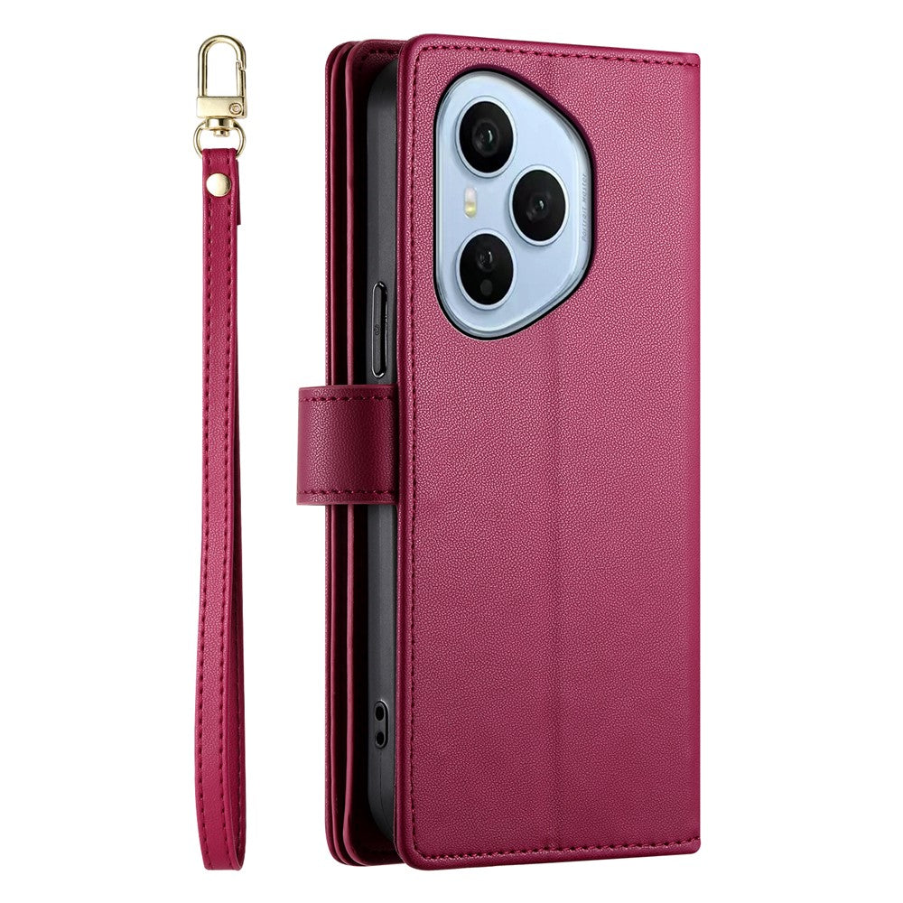 For Honor 400 Pro 5G (Global) Case Zipper Pocket Wallet Leather Phone Cover with Straps