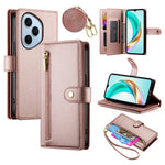 For Honor 400 Pro 5G (Global) Case Zipper Pocket Wallet Leather Phone Cover with Straps