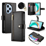 For Honor 400 Pro 5G (Global) Case Zipper Pocket Wallet Leather Phone Cover with Straps