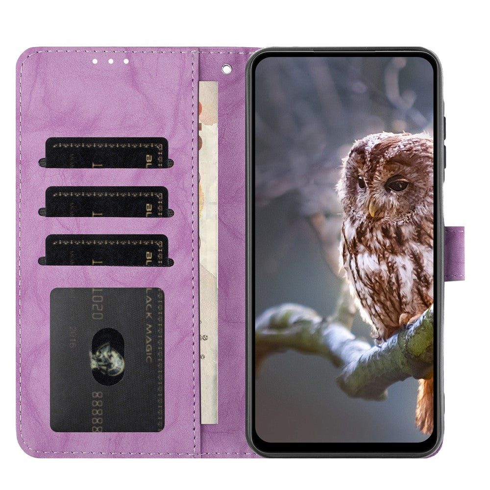 For Honor 400 5G (Global) Case Owl Imprinted PU Leather Wallet Phone Cover with Wrist Strap