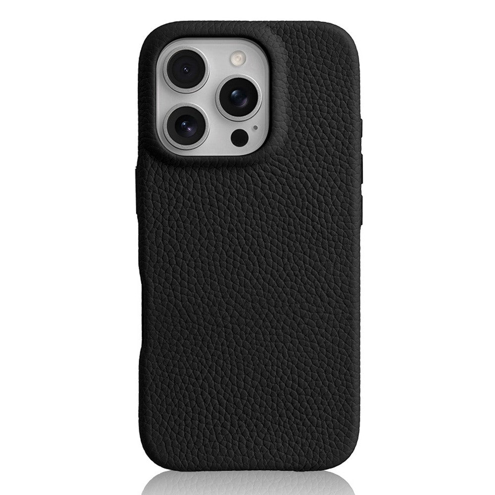 MELKCO For iPhone 16 Pro Max Magnetic Case Genuine Cow Leather PC Phone Back Cover