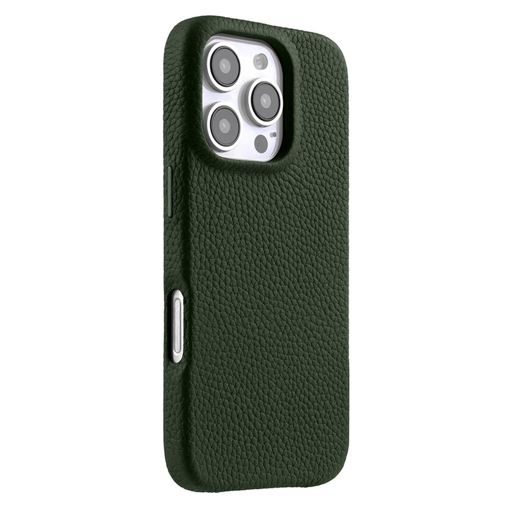 MELKCO For iPhone 16 Pro Max Magnetic Case Genuine Cow Leather PC Phone Back Cover