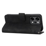 DIERFENG DF-03 For Oppo Reno14 Pro 5G (Global) Case Lines Imprint Wallet Leather Phone Cover with Wrist Strap