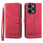 DIERFENG DF-03 For Oppo Reno14 Pro 5G (Global) Case Lines Imprint Wallet Leather Phone Cover with Wrist Strap