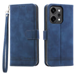 DIERFENG DF-03 For Oppo Reno14 Pro 5G (Global) Case Lines Imprint Wallet Leather Phone Cover with Wrist Strap
