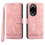 DIERFENG DF-03 For Huawei nova 14 5G Case Lines Imprint Wallet Leather Phone Cover with Wrist Strap