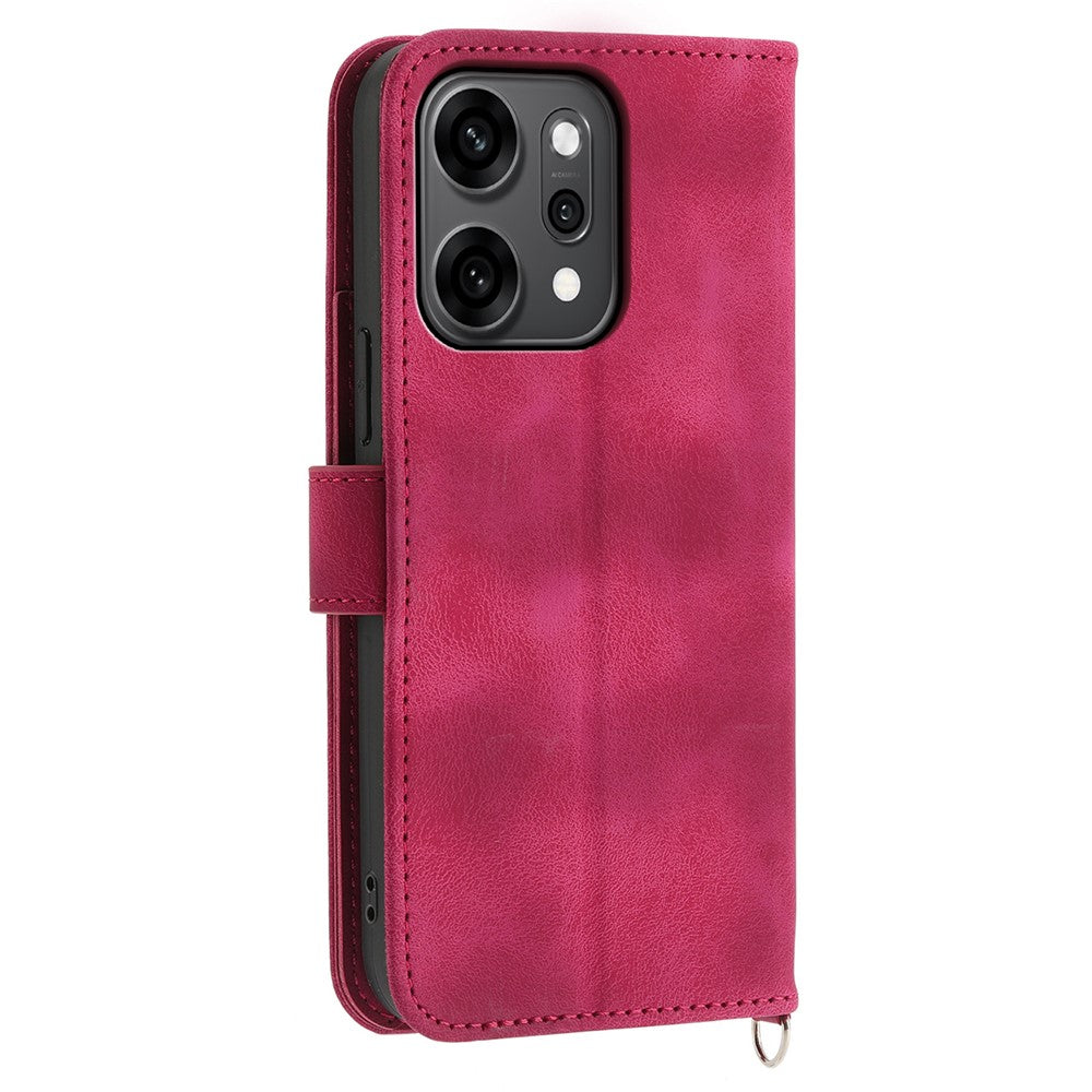 For Oppo Reno14 Pro 5G (Global) Case Flower Pattern PU Leather Wallet Phone Cover with Strap