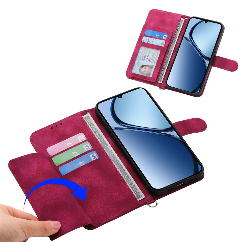 For Oppo Reno14 Pro 5G (Global) Case Flower Pattern PU Leather Wallet Phone Cover with Strap
