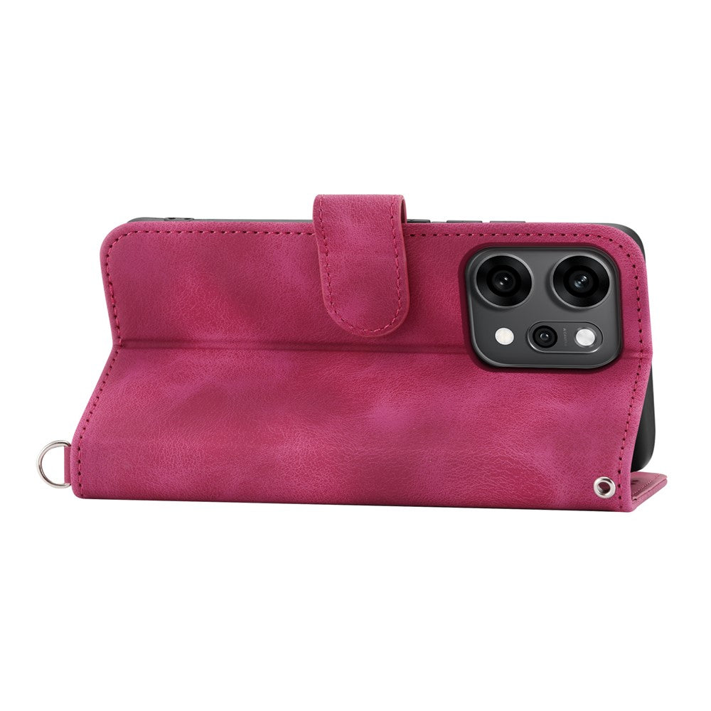 For Oppo Reno14 Pro 5G (Global) Case Flower Pattern PU Leather Wallet Phone Cover with Strap