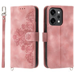 For Oppo Reno14 Pro 5G (Global) Case Flower Pattern PU Leather Wallet Phone Cover with Strap