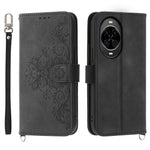 For Huawei nova 14 5G Case Flower Pattern PU Leather Wallet Phone Cover with Strap
