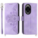 For Huawei nova 14 5G Case Flower Pattern PU Leather Wallet Phone Cover with Strap
