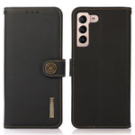 KHAZNEH För Samsung Galaxy S23 RFID-blockerande plånboksfodral i äkta läder, vikbart stativ, fallsäkert fodral